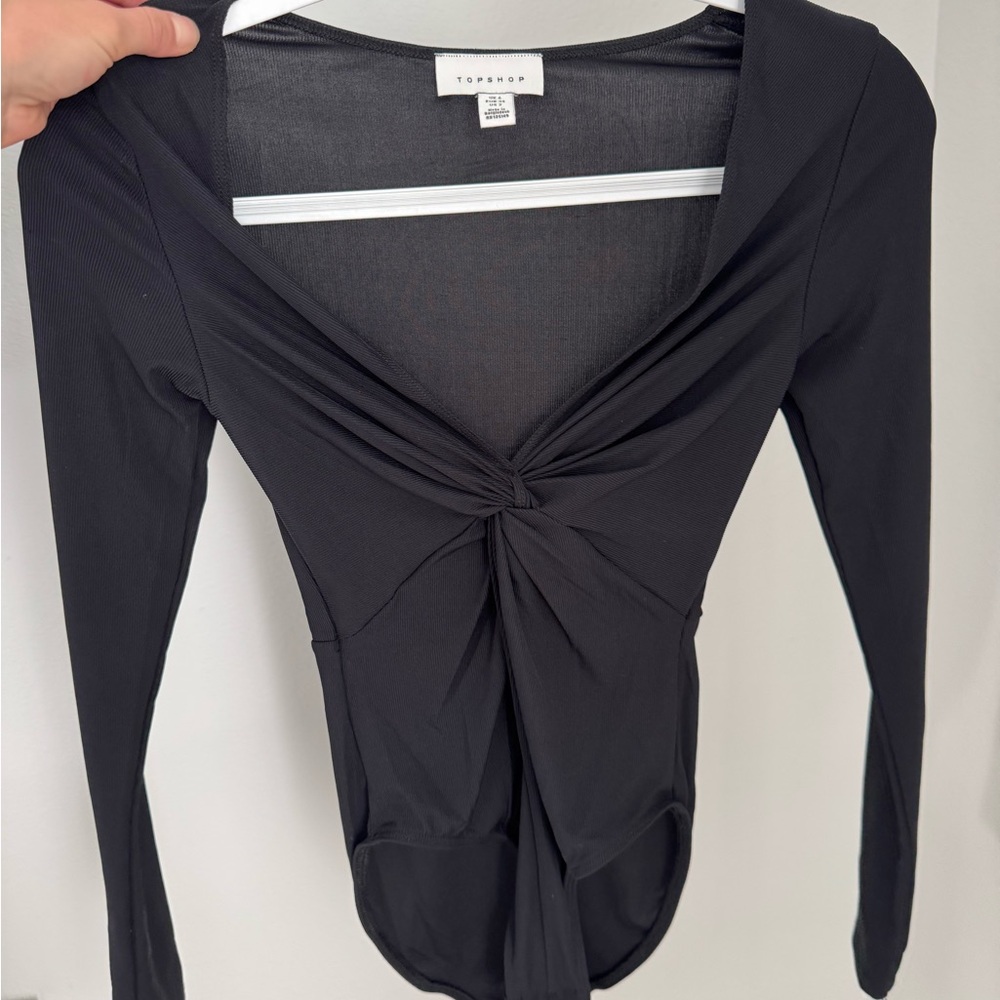 Topshop Elegant Black Twist Bodysuit